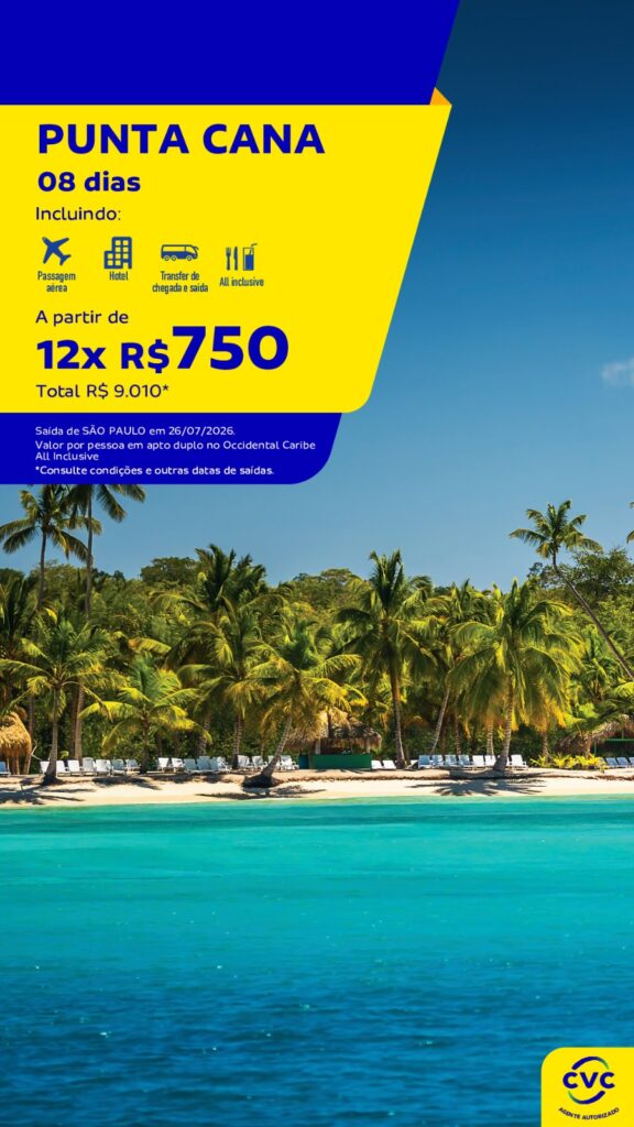 Punta Cana 8 dias: resort all inclusive com voos
