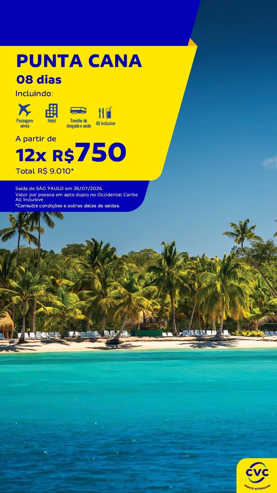 Punta Cana 8 dias: resort all inclusive com voos
