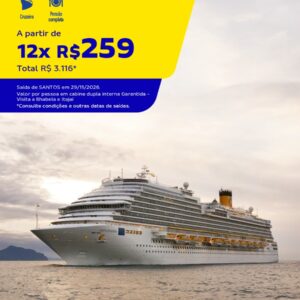 Cruzeiro Costa Diadema 5 dias: pensão completa