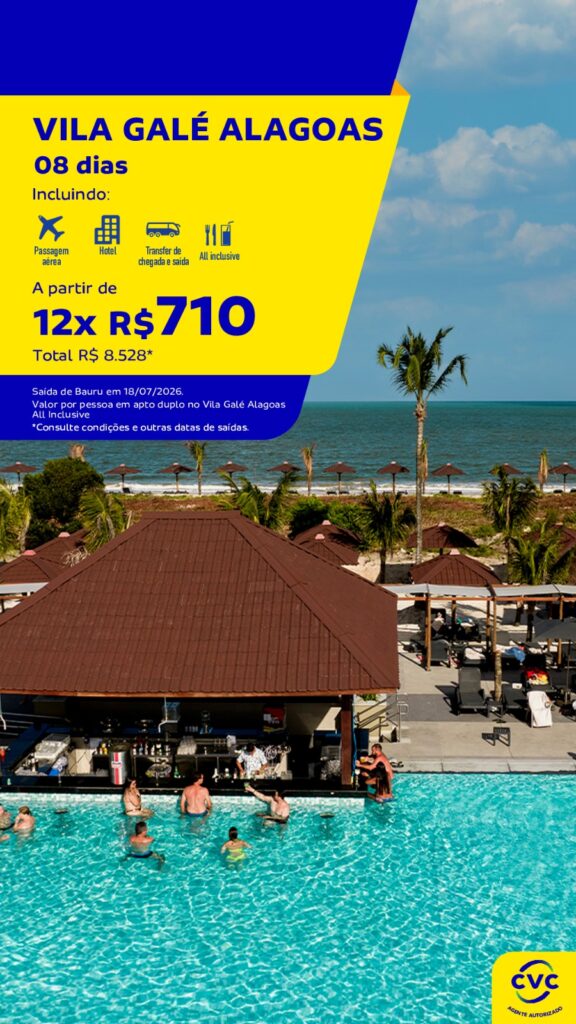 Vila Galé Alagoas saindo de Bauru: resort all inclusive 8 dias